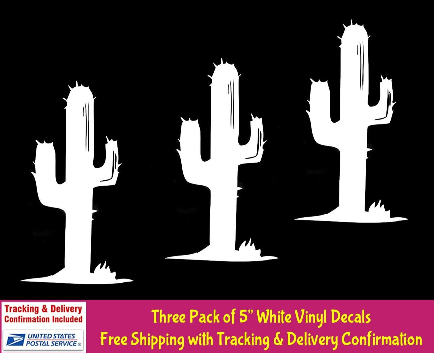 Cactus Desert 3 Pk 5" White Vinyl Decal Car Window Laptop Tablet Notebook