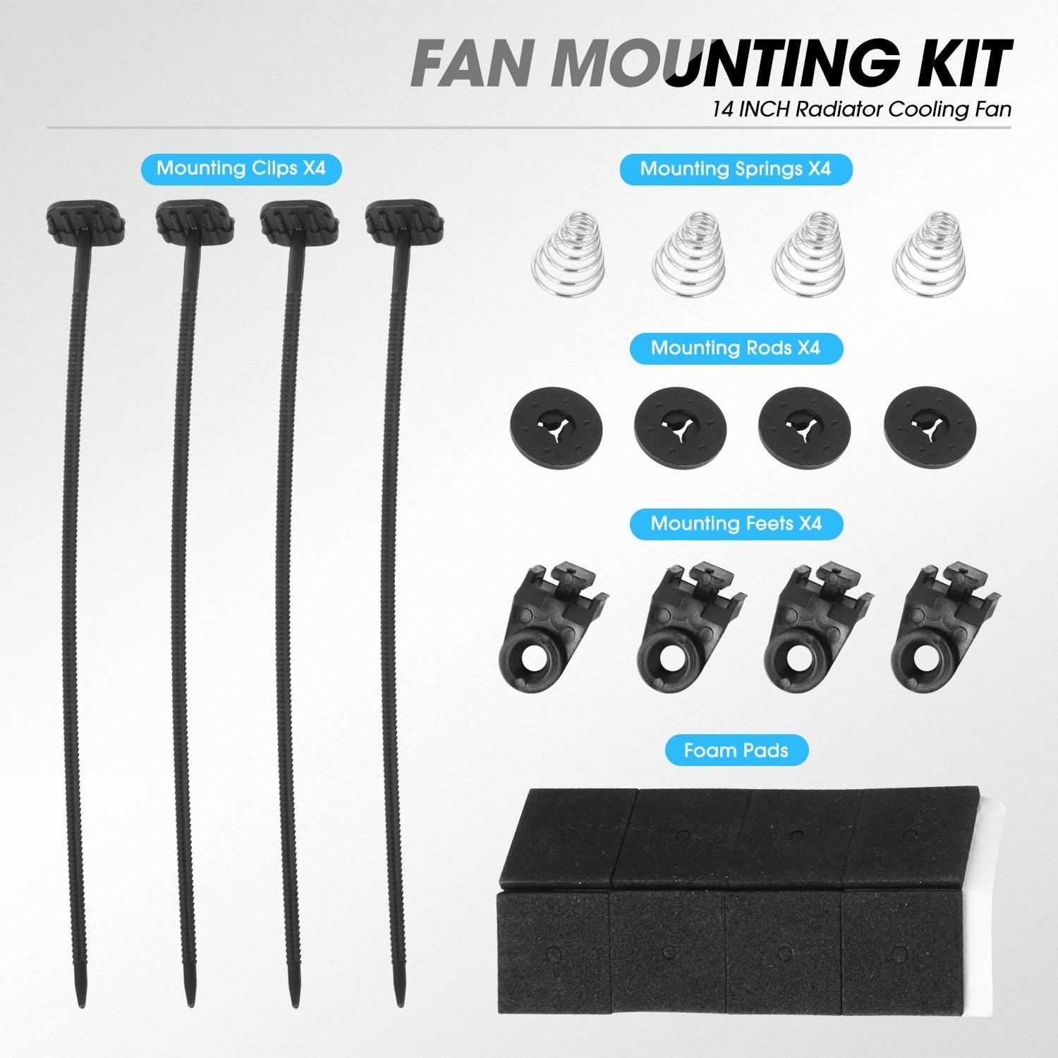 14" High Performance Slim Electric Radiator Cooling Fan + Mount Kit