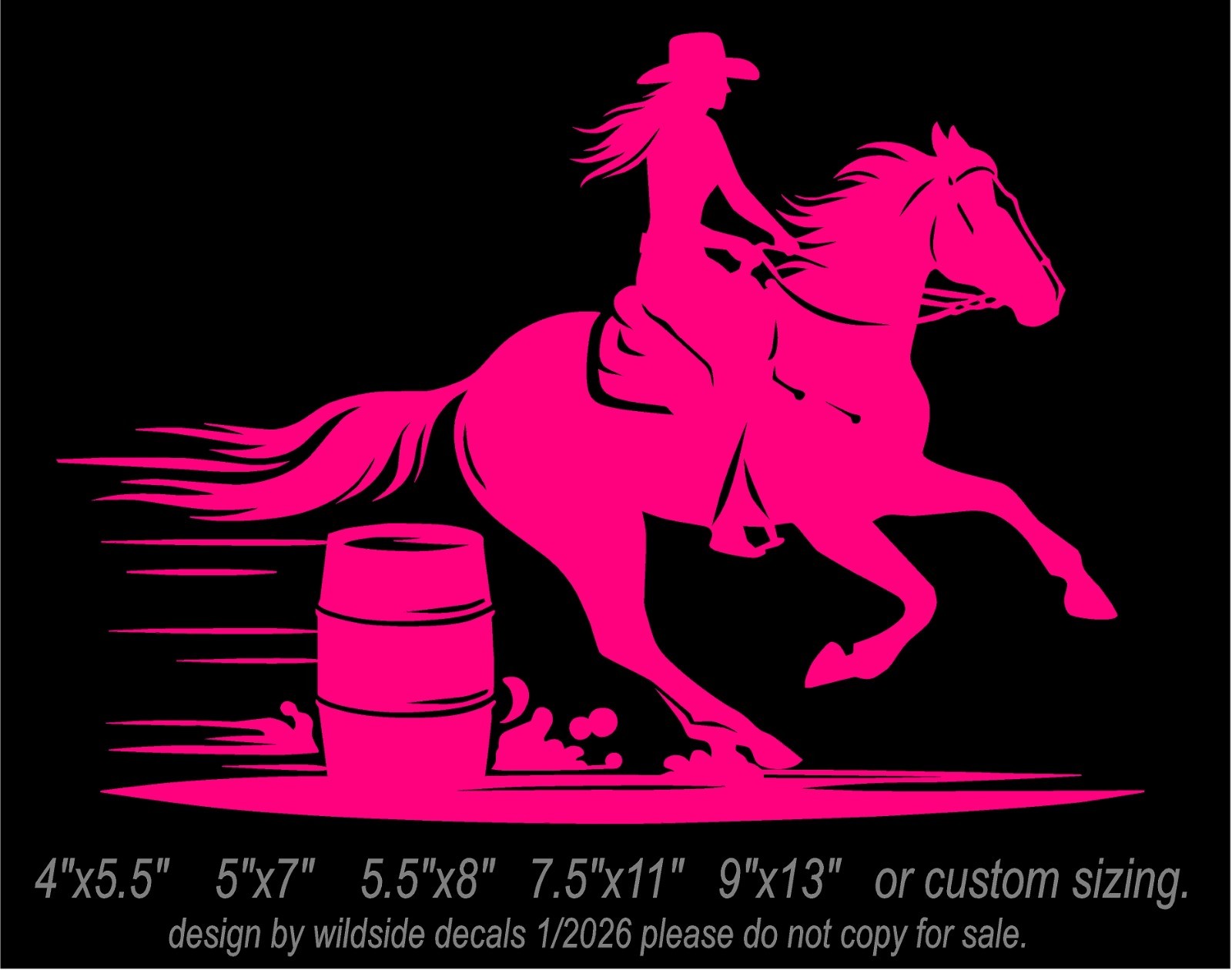 Female Barrel Racer Vinyl Decal car window horse trailer sticker