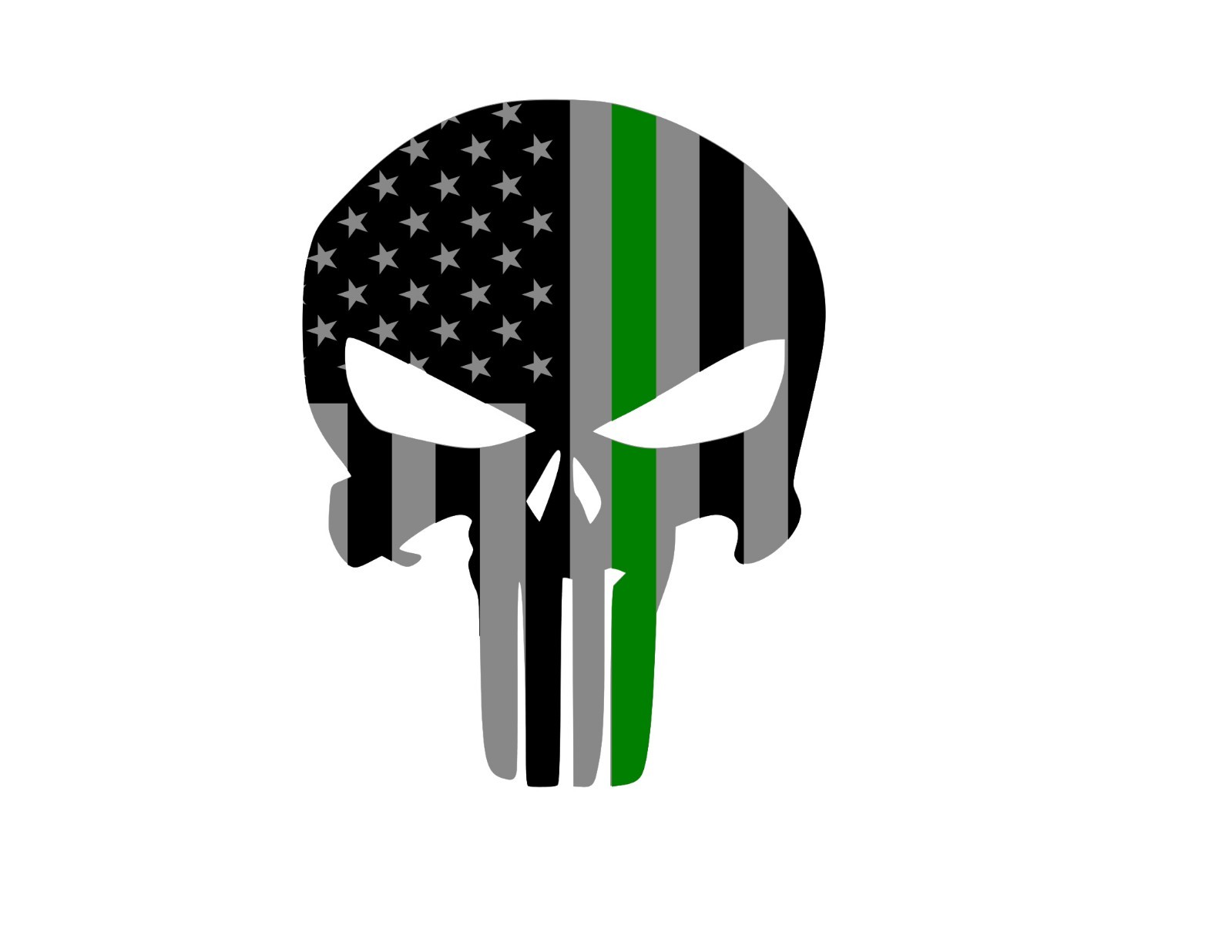 PUNISHER SKULL American Flag THIN GREEN LINE Vinyl Decal Sticker