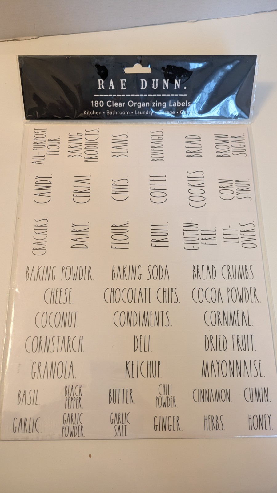 Rae Dunn 180 CLEAR Organizing Labels Kitchen Pantry Laundry Organization NEW