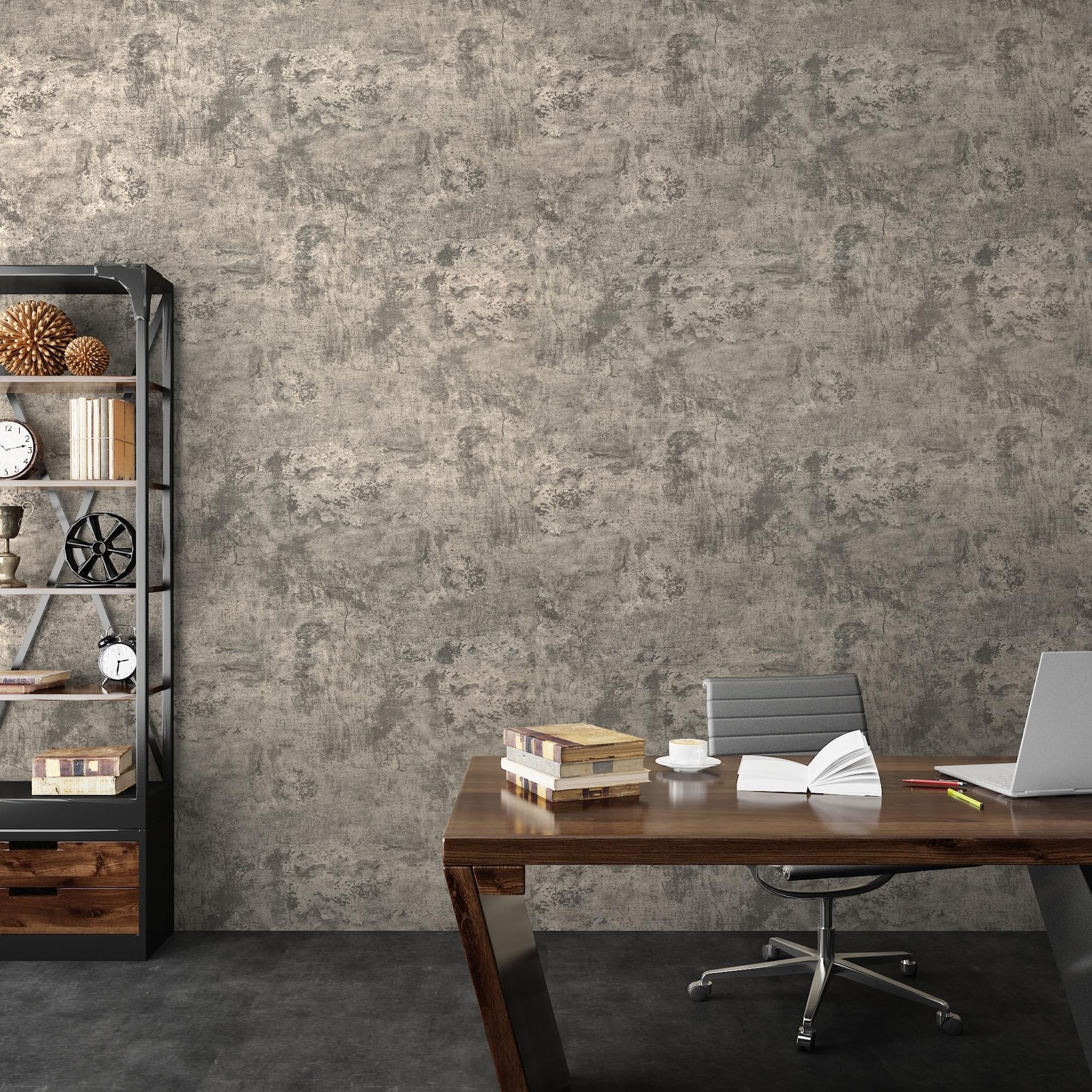 JSEVEM 48"×118" Extra Wide Thick Light Brown Grey Concrete Wallpaper Peel a