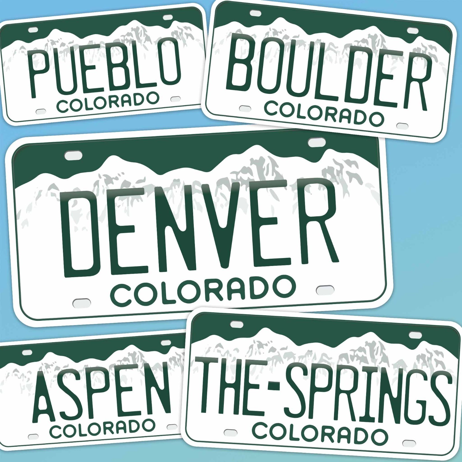 Colorado License Plate Stickers – Choose Your CO City or National Park Decal