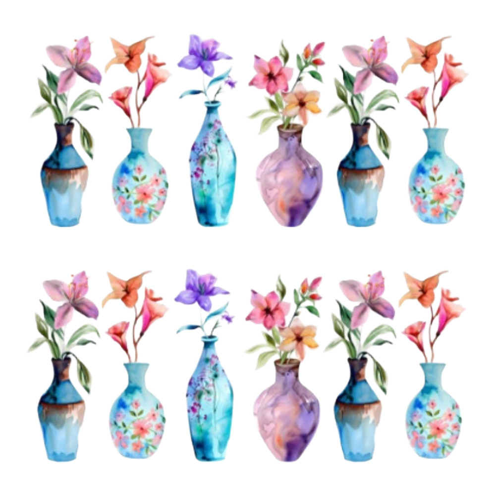 Floral Vase Window Clings 2 Sheets 11.81×23.62 in PVC Reusable Static Clings