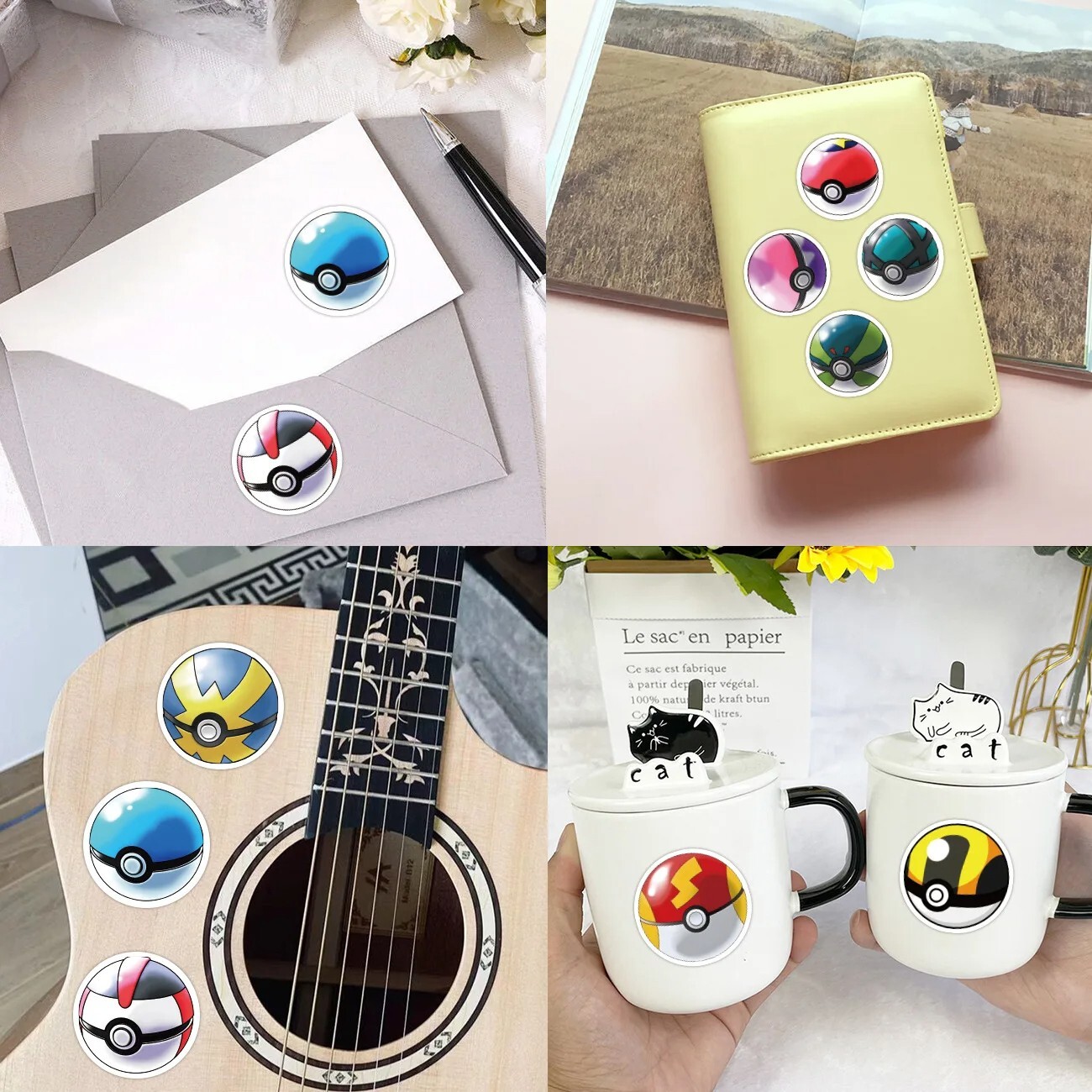 1000/500Pcs Electric Mouse Character Stickers Roll Kawaii Waterproof DIY Gift Ki