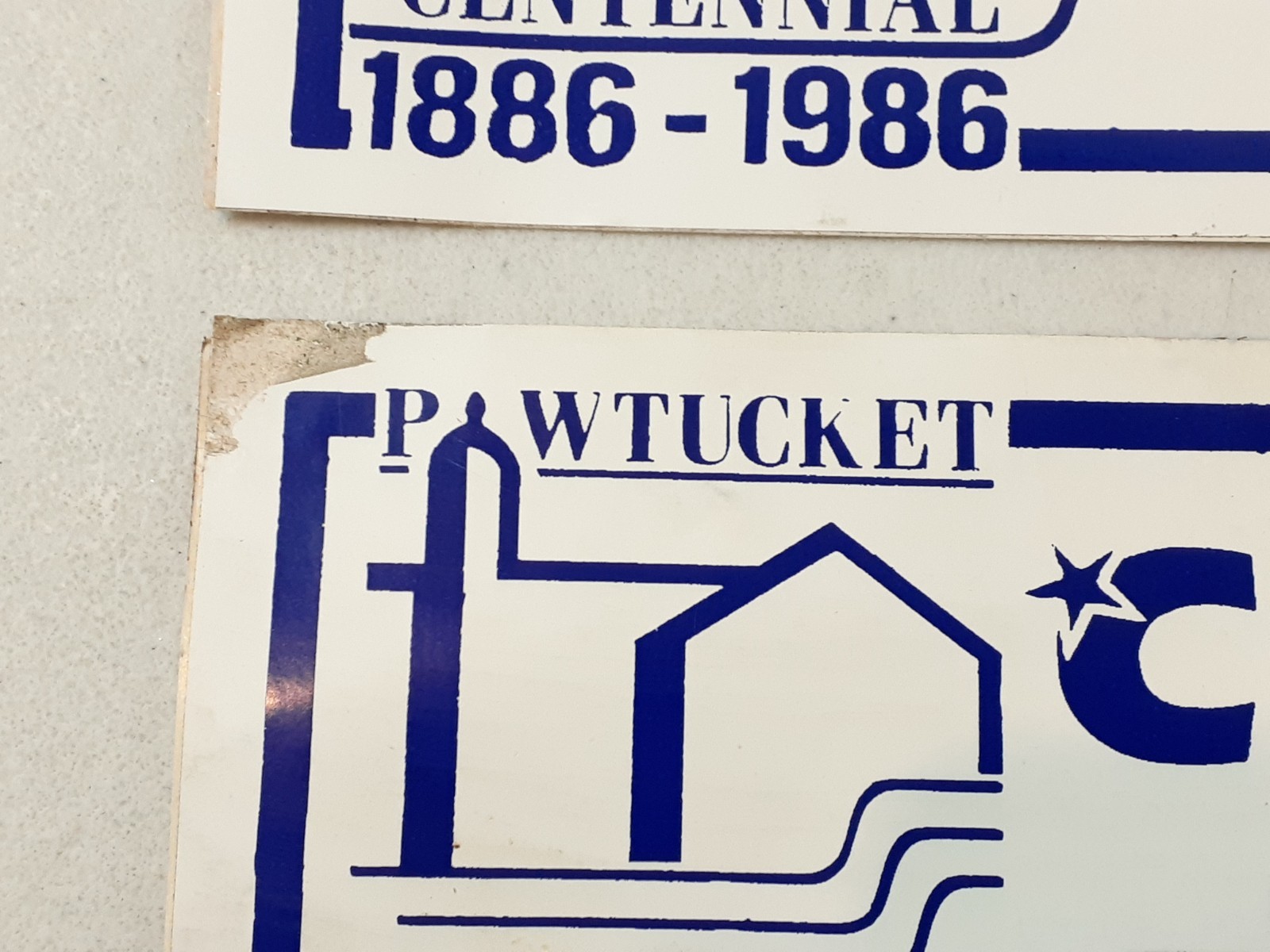 Lot of 3 VINTAGE Pawtucket Rhode Island Bumper Stickers Pride 1986 Centennial