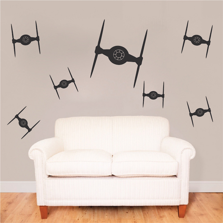 Tie Fighter Bedroom Kit Decals, Star Wars Wall Decals, Empire Wall Stickers, g93