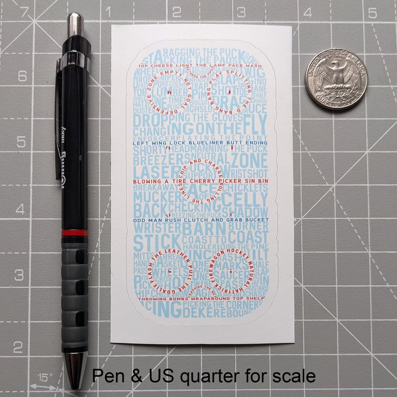 Hockey Rink Word Art Sticker, 4.3in x 2.3in Waterproof Vinyl Ice Hockey Decal