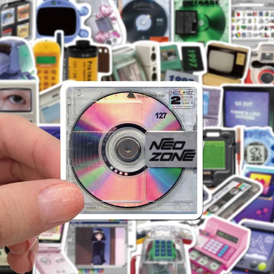 50-Piece Retro Technology Sticker Pack Nostalgic Delight