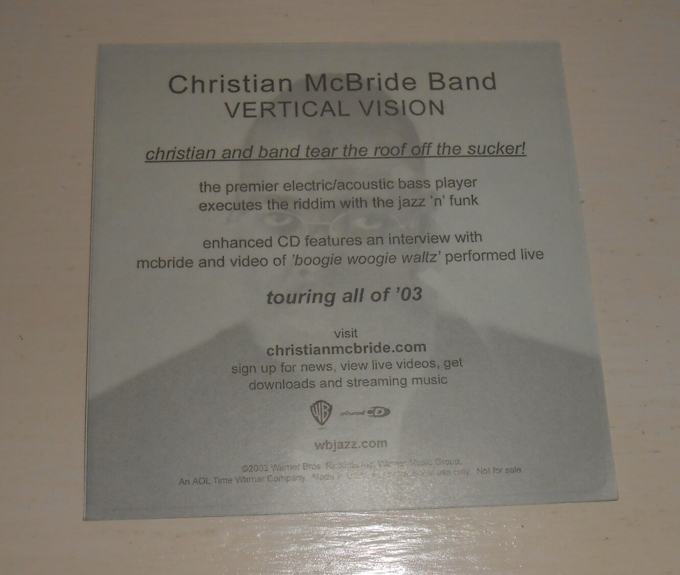 Christian McBride Band Vertical Vision Sticker Promo 4×4 Jazz