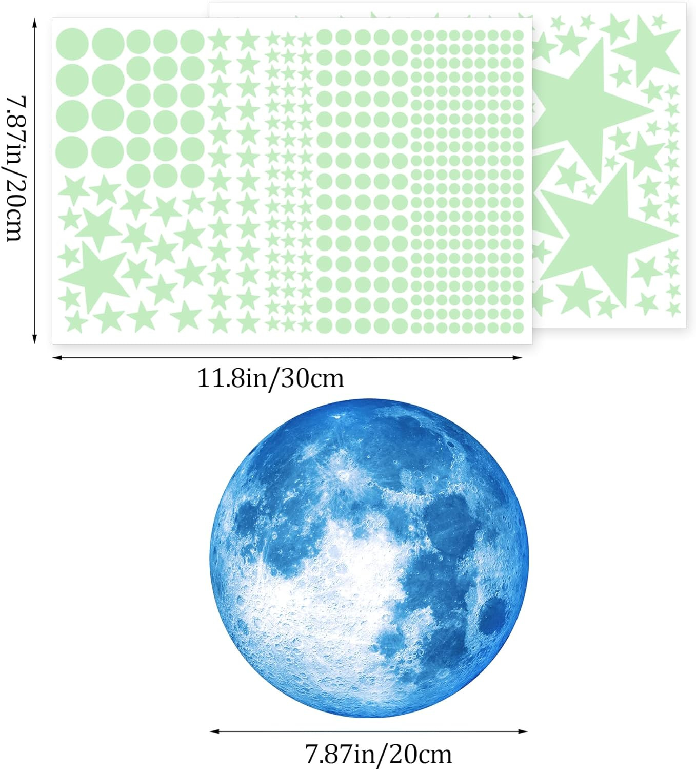492 Glow in the Dark Stars & Moon Space Galaxy Universe Planet Wall Decals – Blu