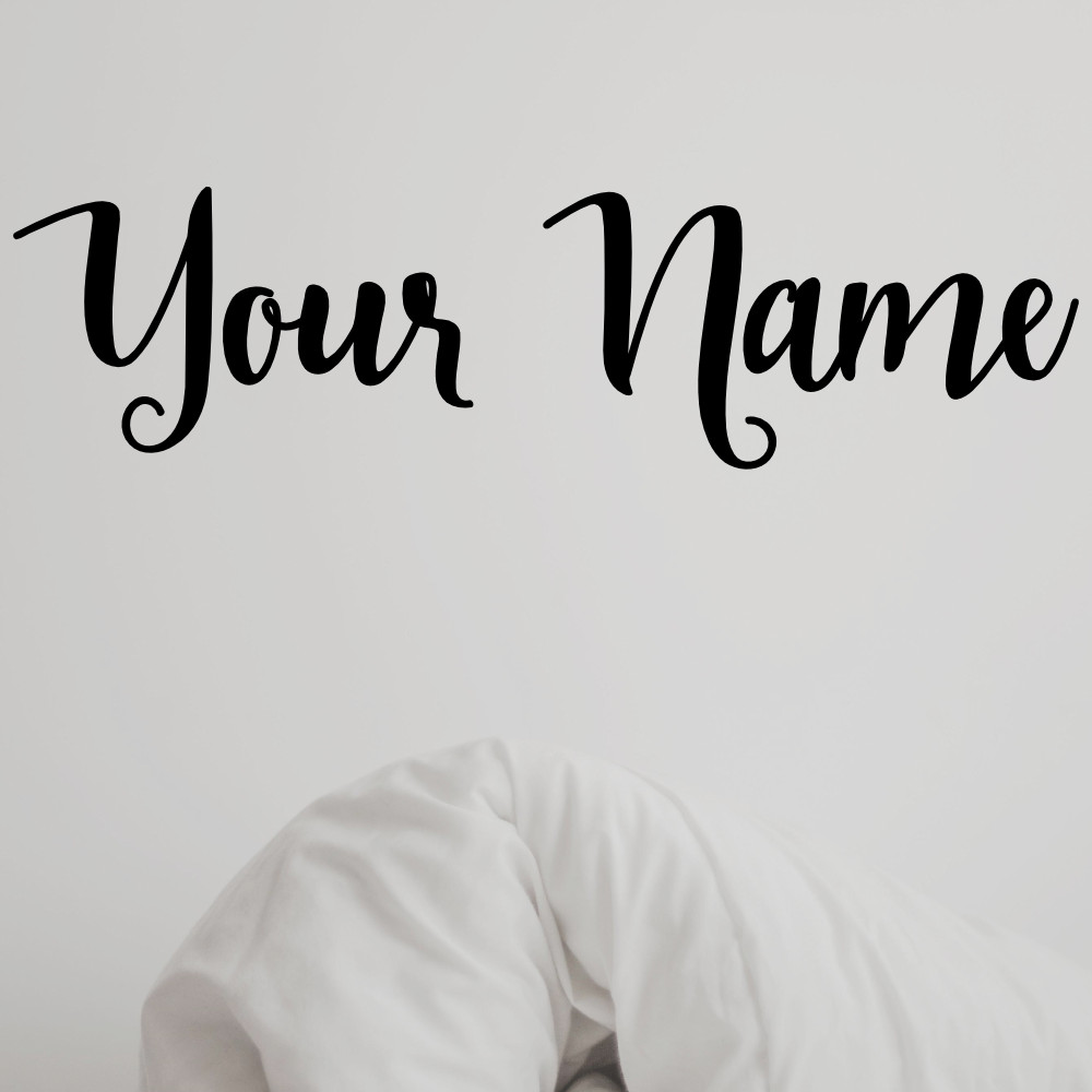 Personalized Script Name with Graphic Vinyl Wall Decal Sticker Nursery Bedroom
