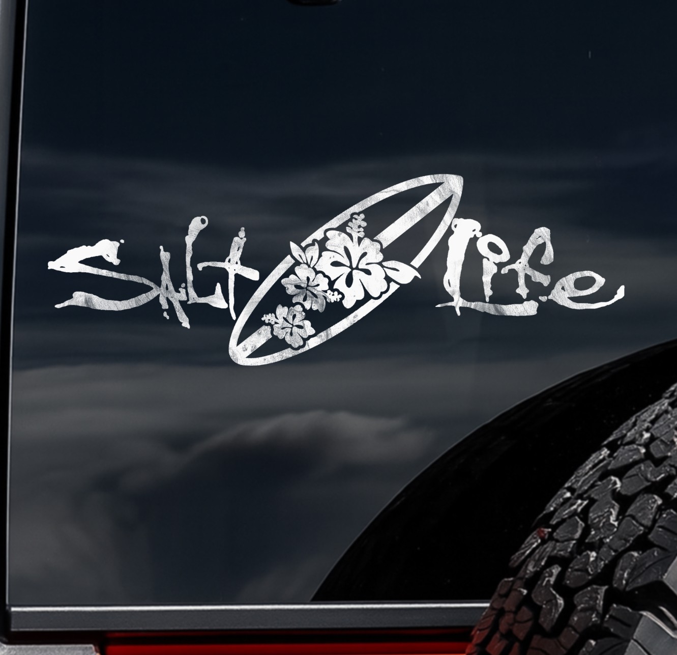 Salt Life Surfboard Hibiscus Waterproof Vinyl Decal Ocean Beach Truck Car SUV 8”