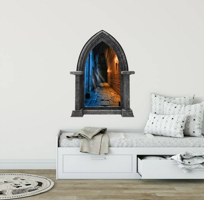 CastleScape Medieval Dungeon Hallway Wall Decal Castle Window Vinyl Wall Sticker