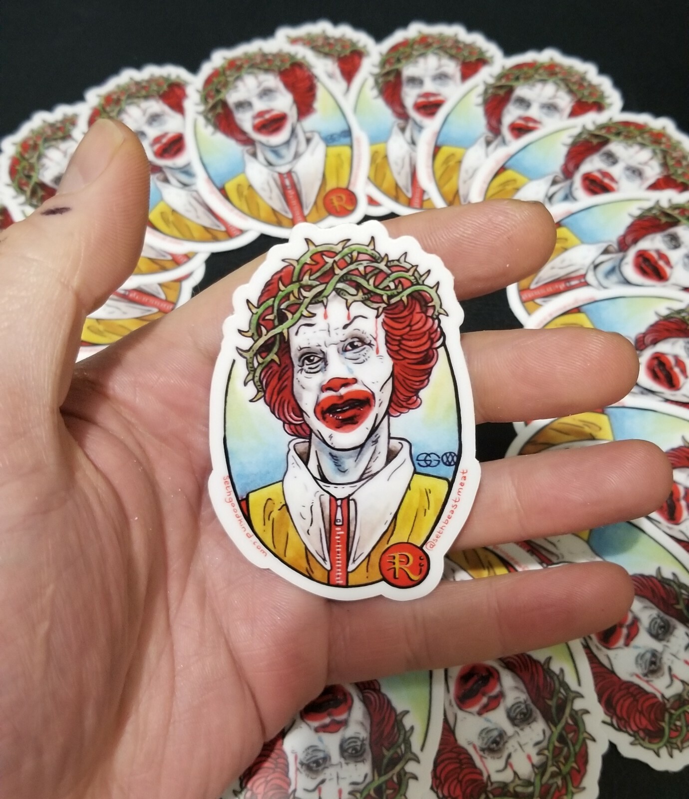 Creepy Sandwich Clown Jesus sticker