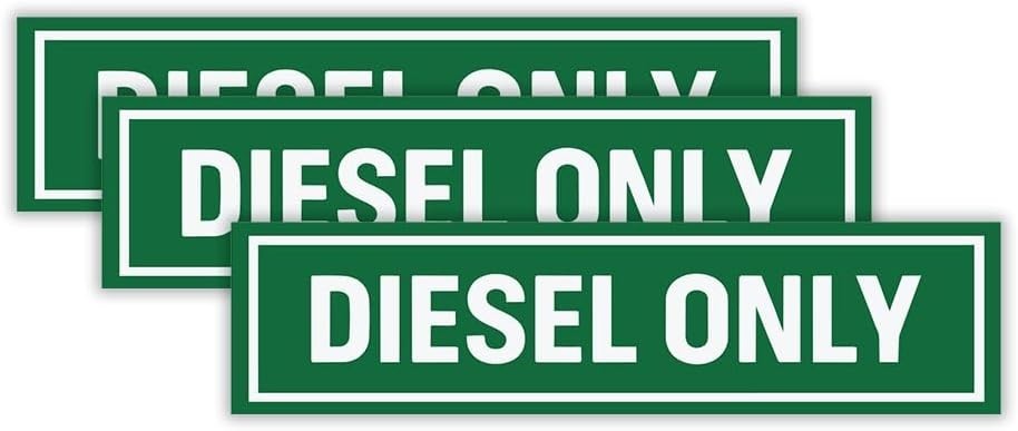 3-Pack Diesel Only Green Fuel Vinyl Decal Truck Gas Cap Sticker 6"x1.5"