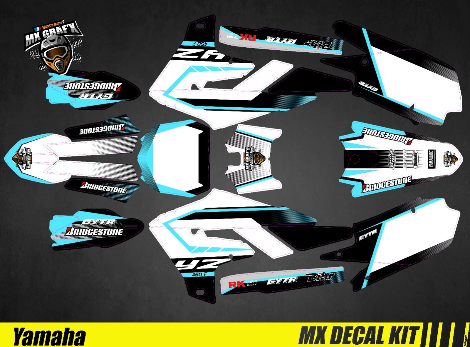 MX Decal Kit For Yamaha YZF – Blue Spirit