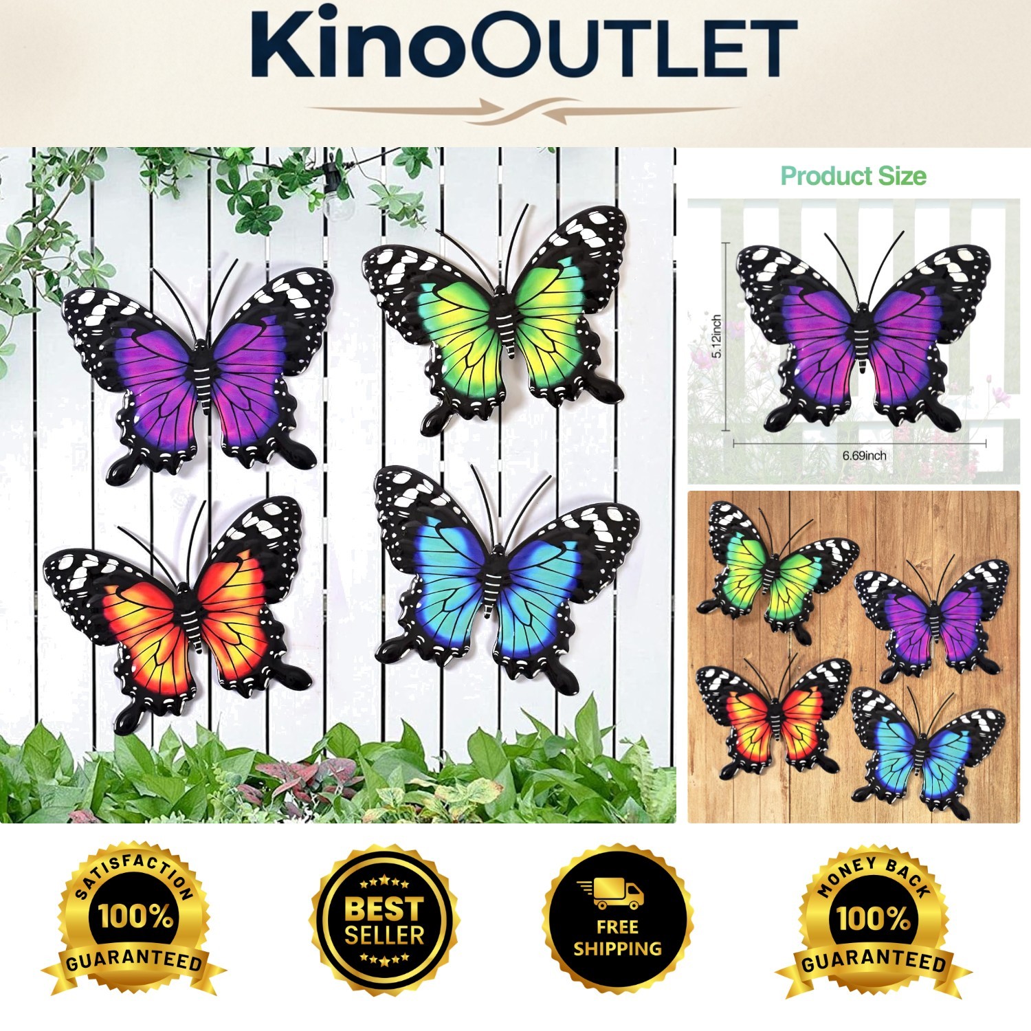 Vibrant Iron Butterfly Wall Art Set – Perfect for Gardens & Living Spaces