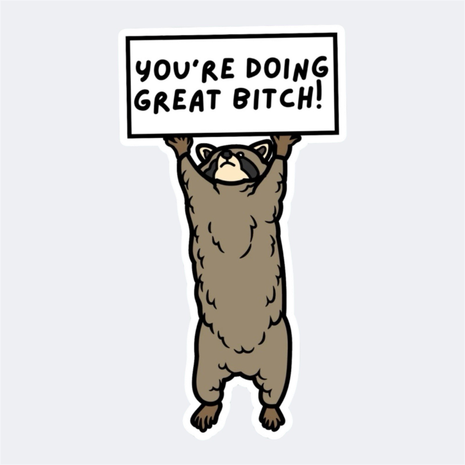 RACCOON YOU’RE DOING GREAT BITCH! Sign 4” INCH VINYL WATERPROOF STICKER DECAL