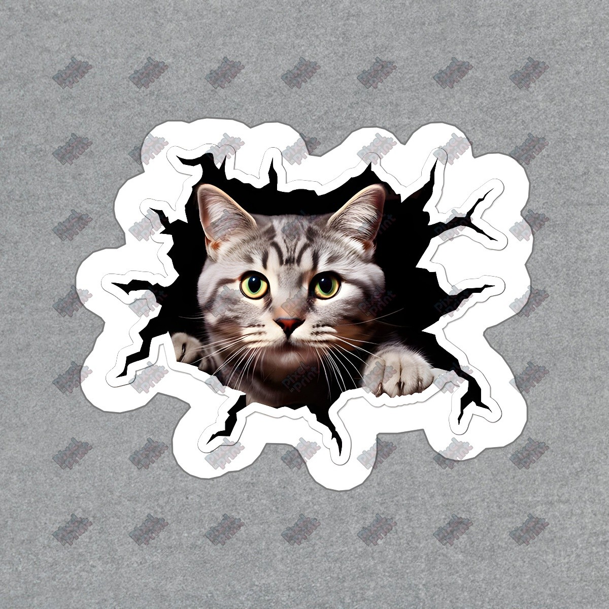 Cute Cat Vinyl Sticker 3D Hole Effect Decal for Cat Lovers Laptop, #202522