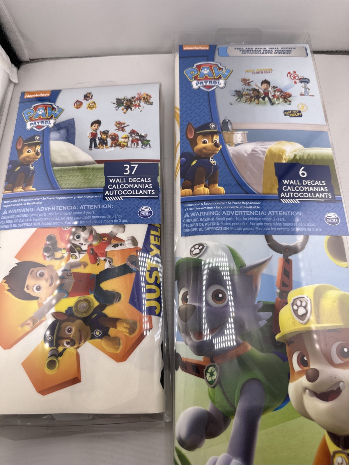 2 Packs New & Sealed Paw Patrol Wall Decals 37 2015 & 6 2014 Peel And Stick