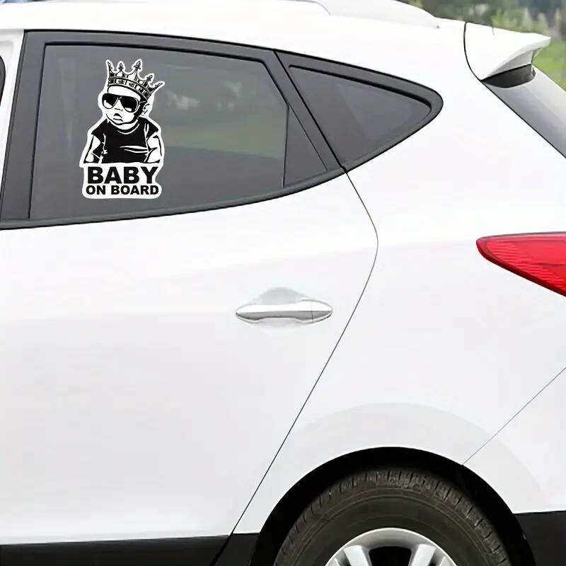 Funny Baby On Board Decal – 5"x8" – Safety Sign for Vehicle Window