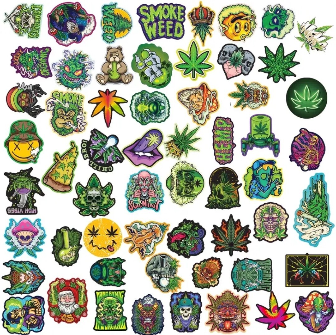 20 PCS Pot Leaves Canna Weed Stickers 2 BRAND NEW