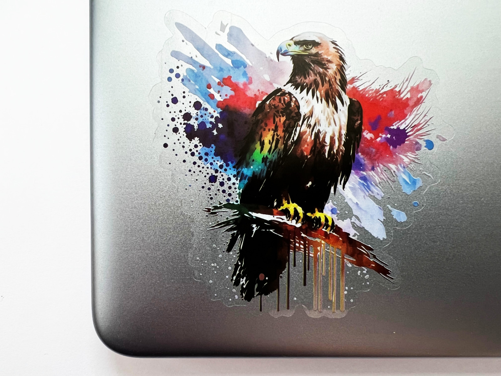 2x Colorful Eagle Hawk 3in Transparent Stickers American Flag Phone Laptop Book