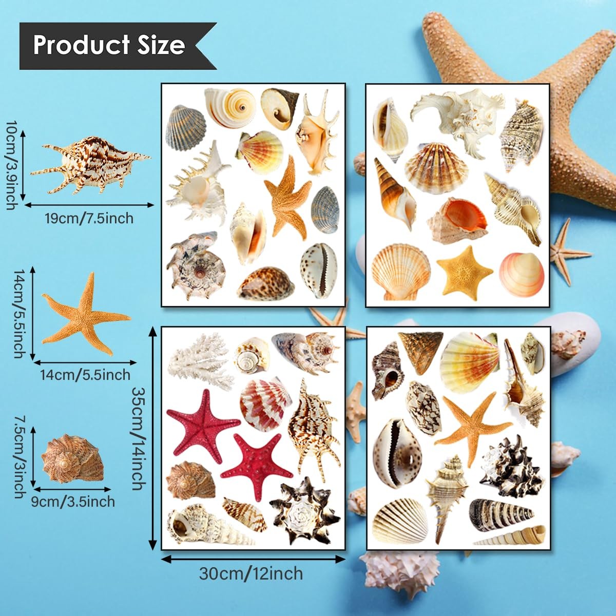 3D Under The Sea Shell Wall Stickers for Bathroom Removable Scallop Starfish …