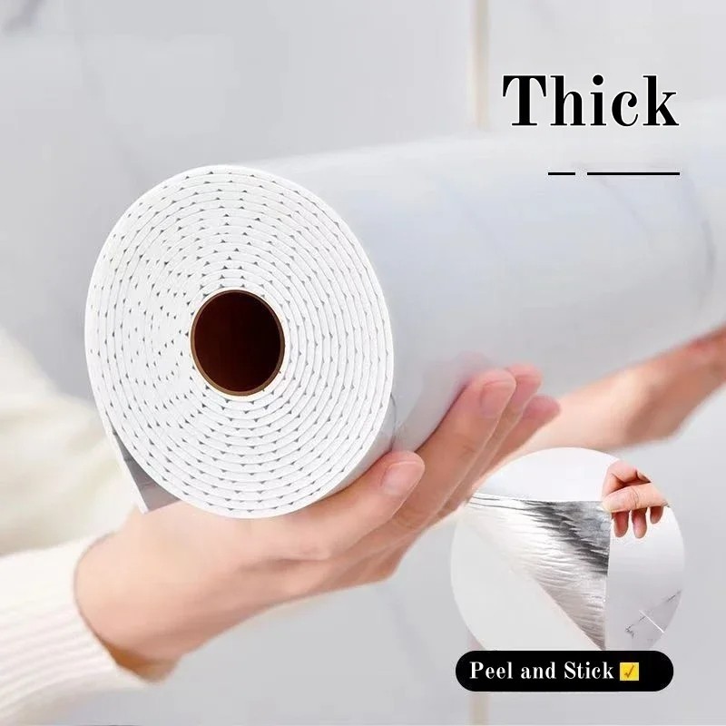 Thick Foam Marble Peel and Stick Wallpapers Waterproof White Gray Contact Paper
