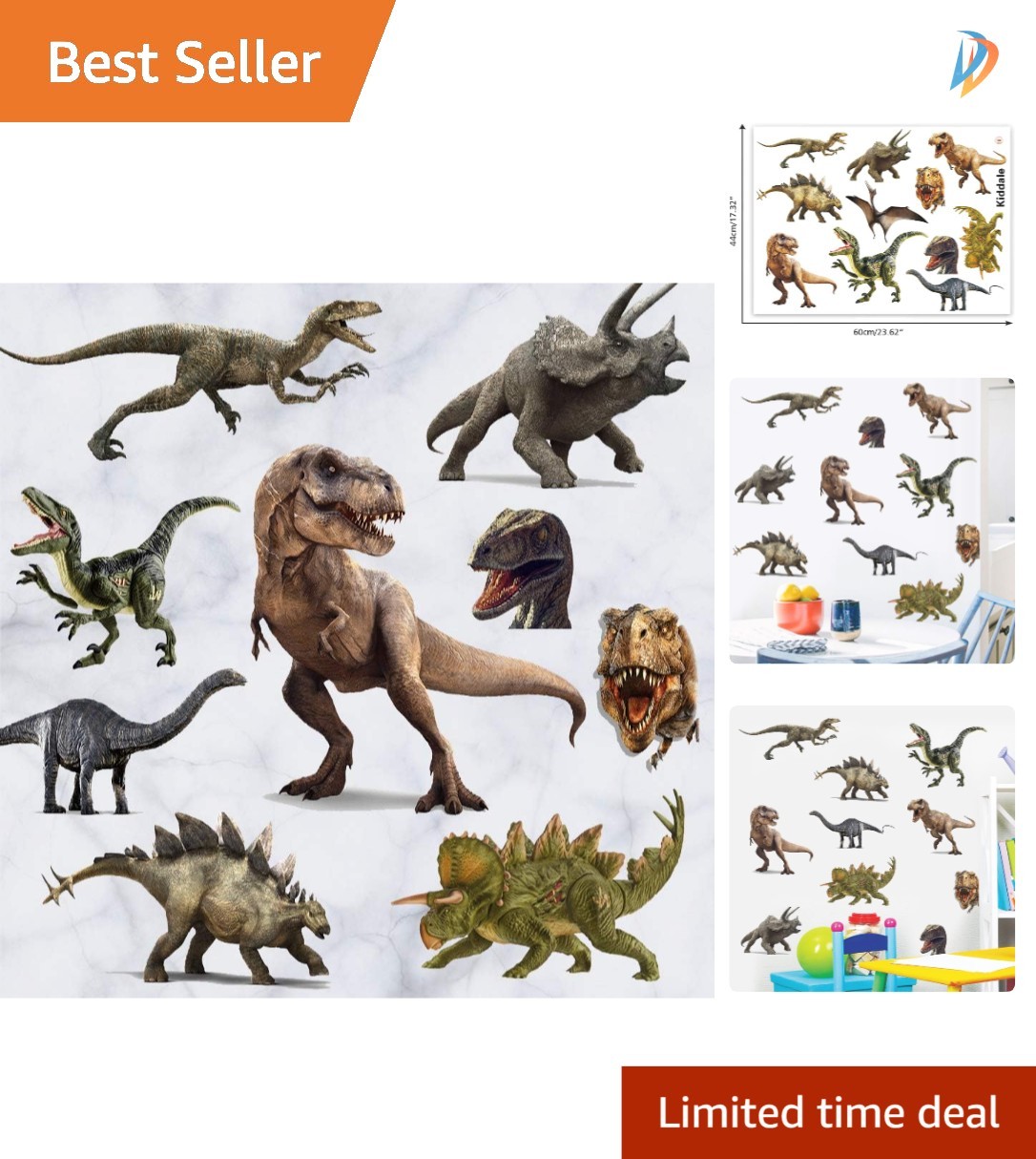 Transform Any Room with 3D Watercolour Dinosaur Wall Stickers – 11 Pieces