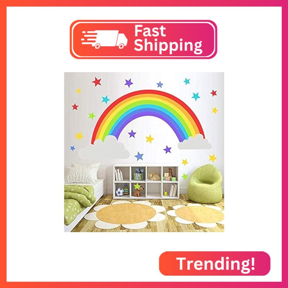 Bamsod Rainbow Wall Sticker Kids Wall Decal Art Girls Star Bedroom Nursery Home