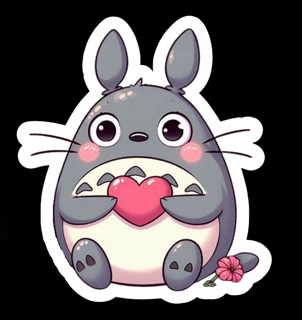 Totoro, My Neighbor Cute Fun Gray Anime Adorable Glossy Vinyl sticker, Decal