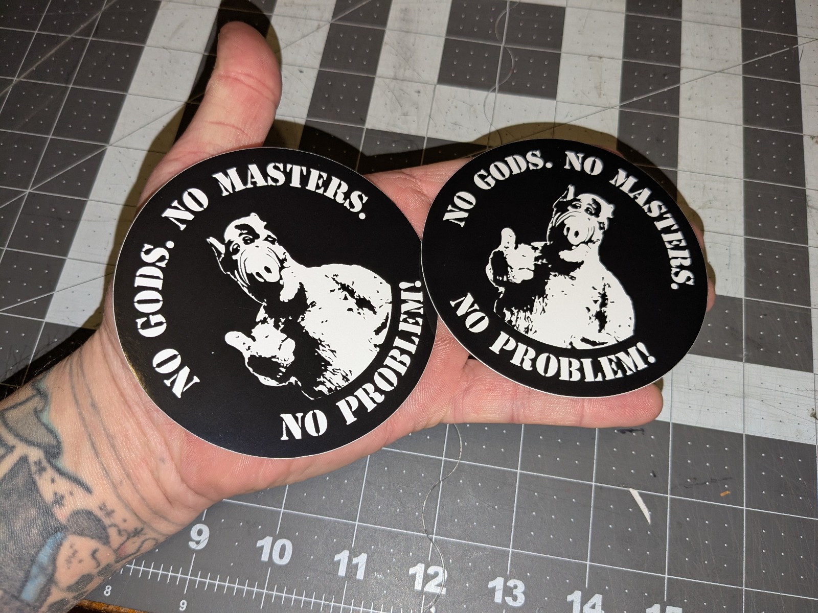 Vinyl decal stickers No Gods No Masters No Problem Anarchist art ALF