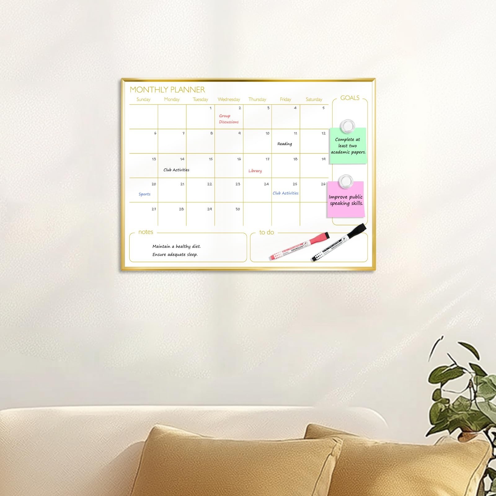 Dry Erase Calendar Whiteboard for Wall, 24" x 18" Monthly White Board Plann…