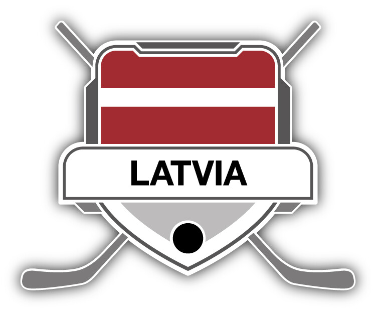 Latvia Flag Hockey Crest Car Bumper Sticker Decal