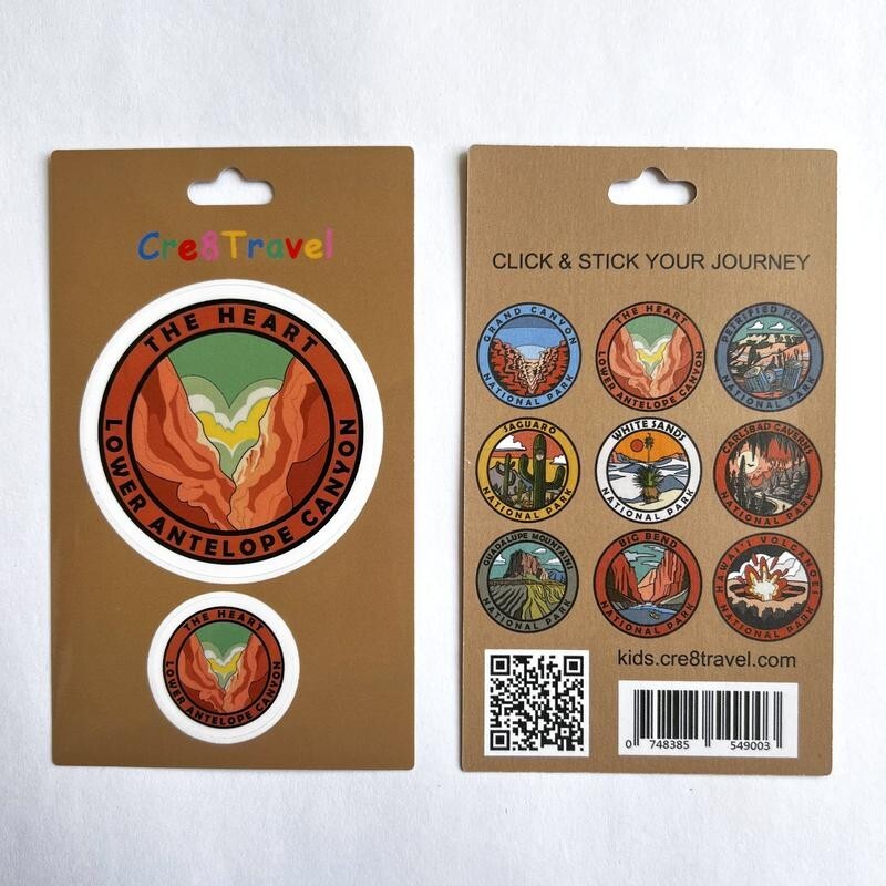 Lower Antelope Canyon “The Heart” Sticker Set – 2-Pack Vinyl Stickers (2" + 1")