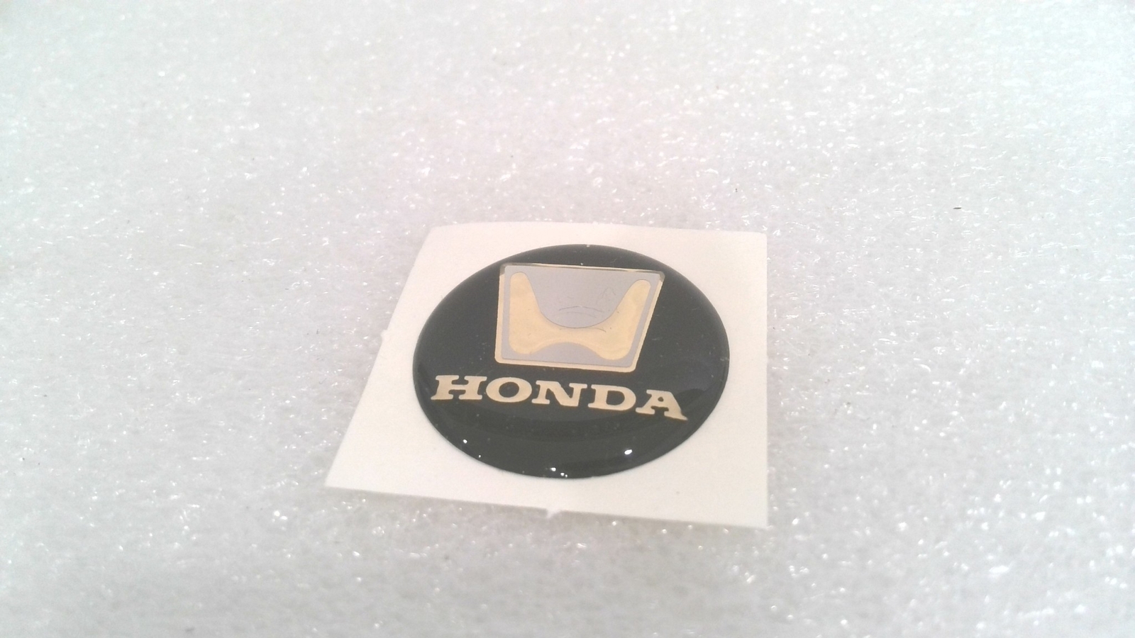 HONDA LOGO DOMED DECAL, STICKER BLACK/GOLD/GRAY, 2.5 MM X 1.1" (LOT OF 100)