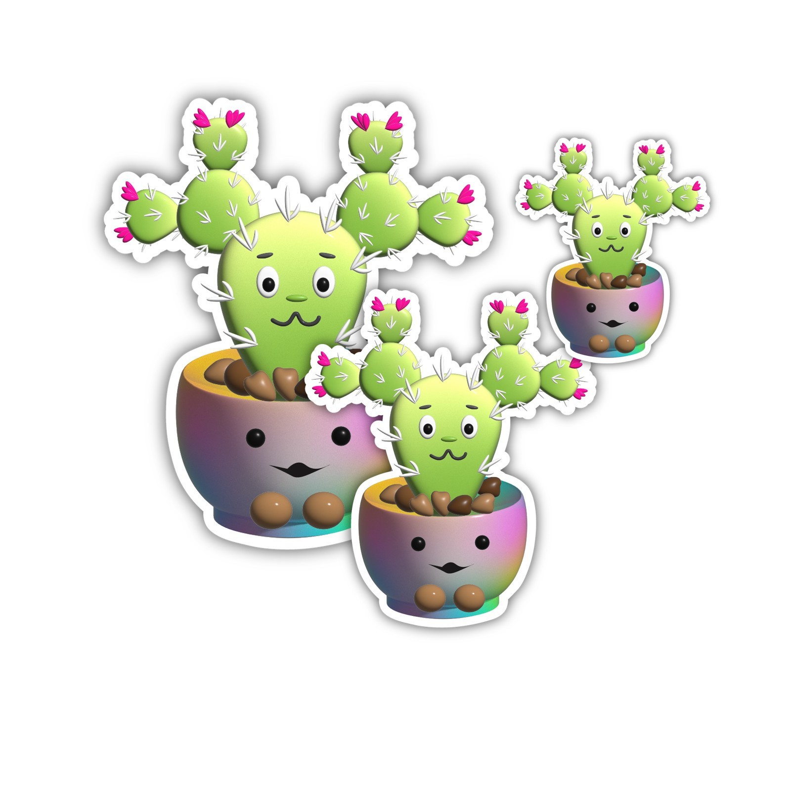 Cactus Vinyl Sticker Cute Flower Design Waterproof Car Truck Bottle Laptop Decal