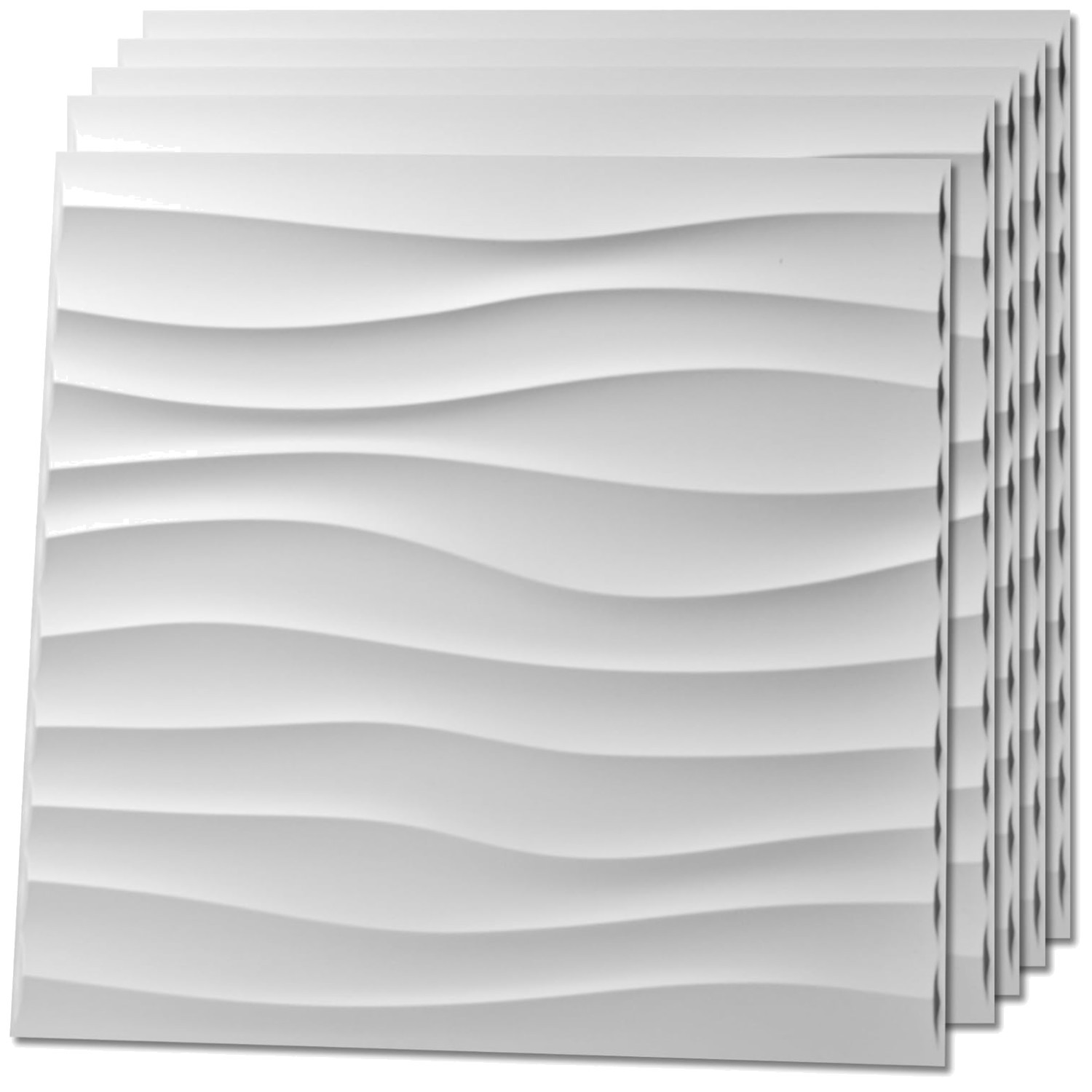 12 Pack 3D Wave Design Wall Panels – White^
