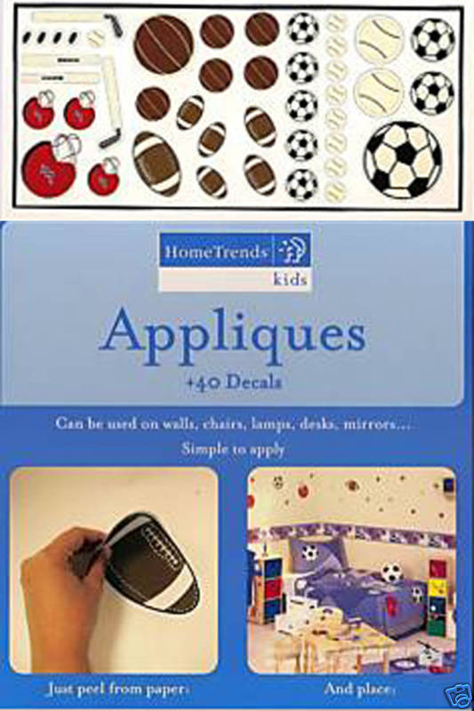 Sport Balls Football Boy Room Wall Applique Sticker Decal Border Peel Stick