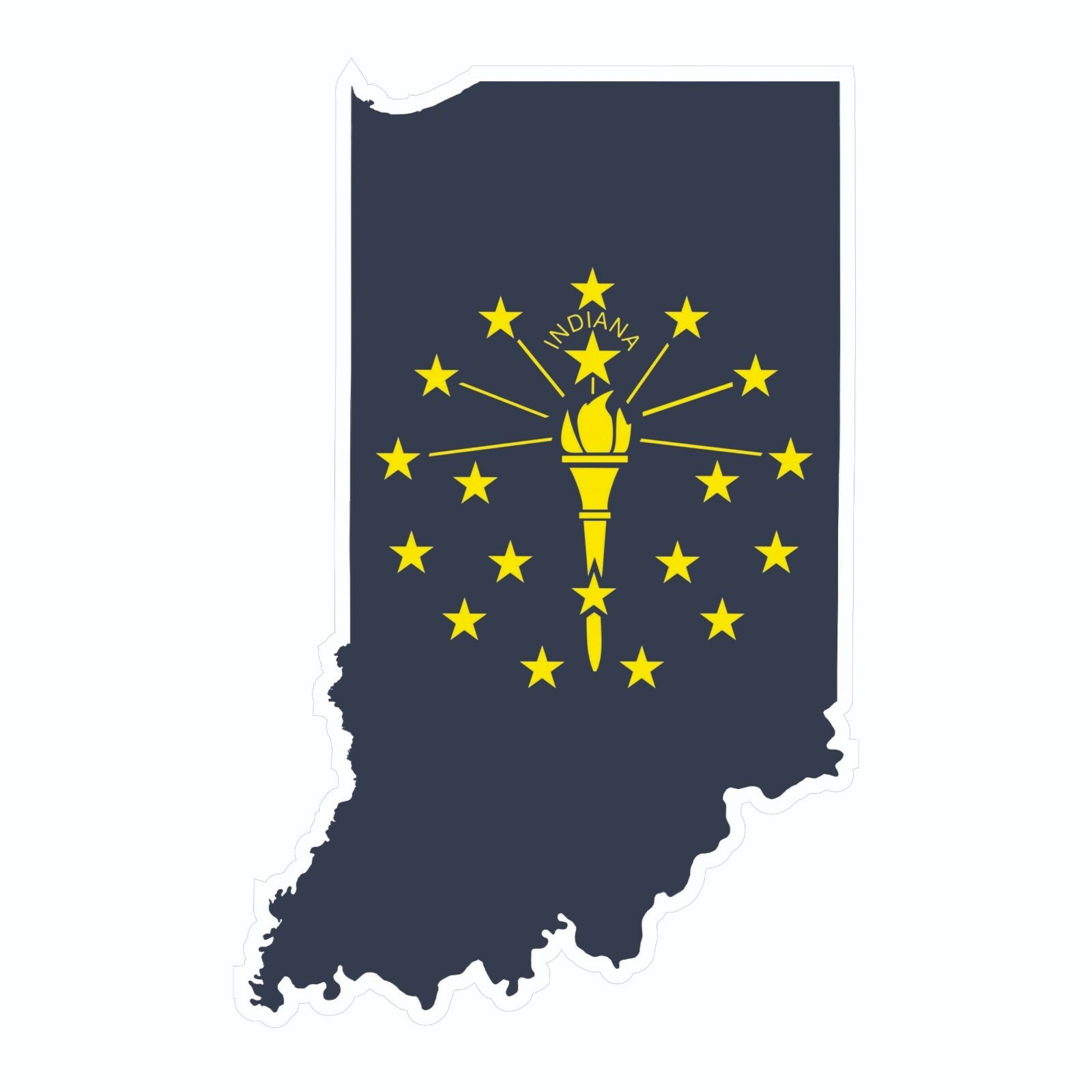 Indiana State Map Outline with Flag Sticker, Decal, Vacation Sticker