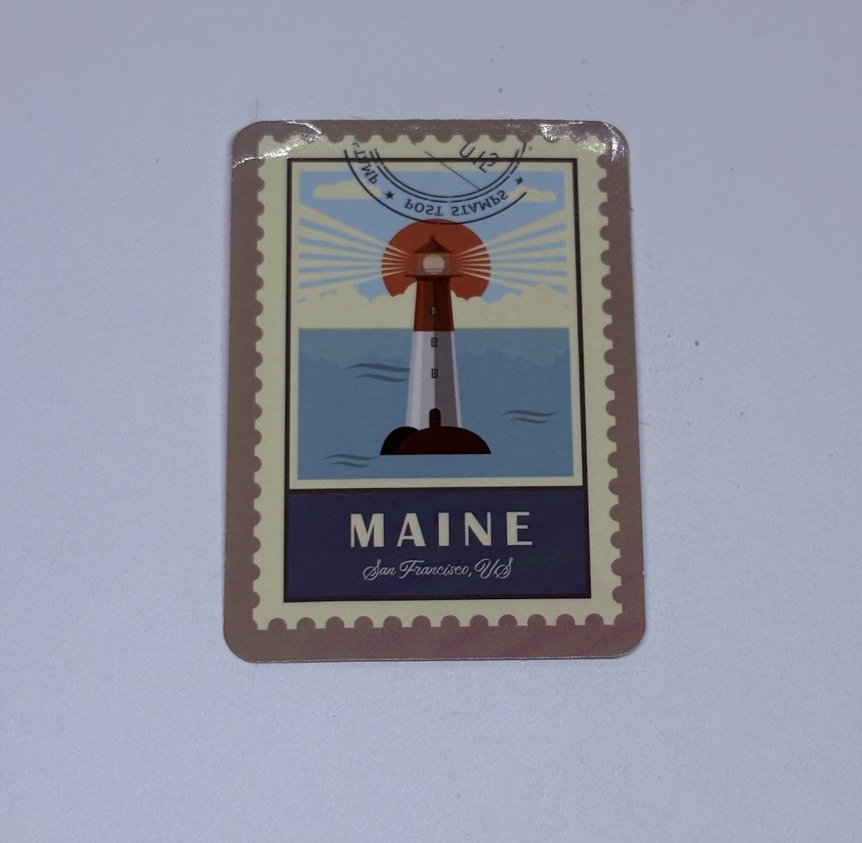 Maine State Lighthouse Postage Stamp Novelty Sticker Vinyl Decal Travel Art Tc9