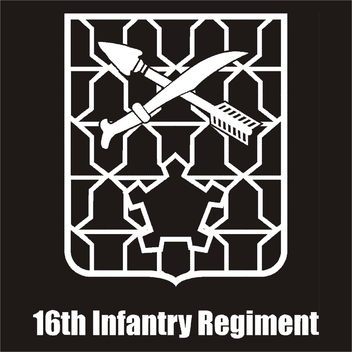 US Army 16th Infantry Regiment Military 1 Color Window Wall Vinyl Decal Sticker