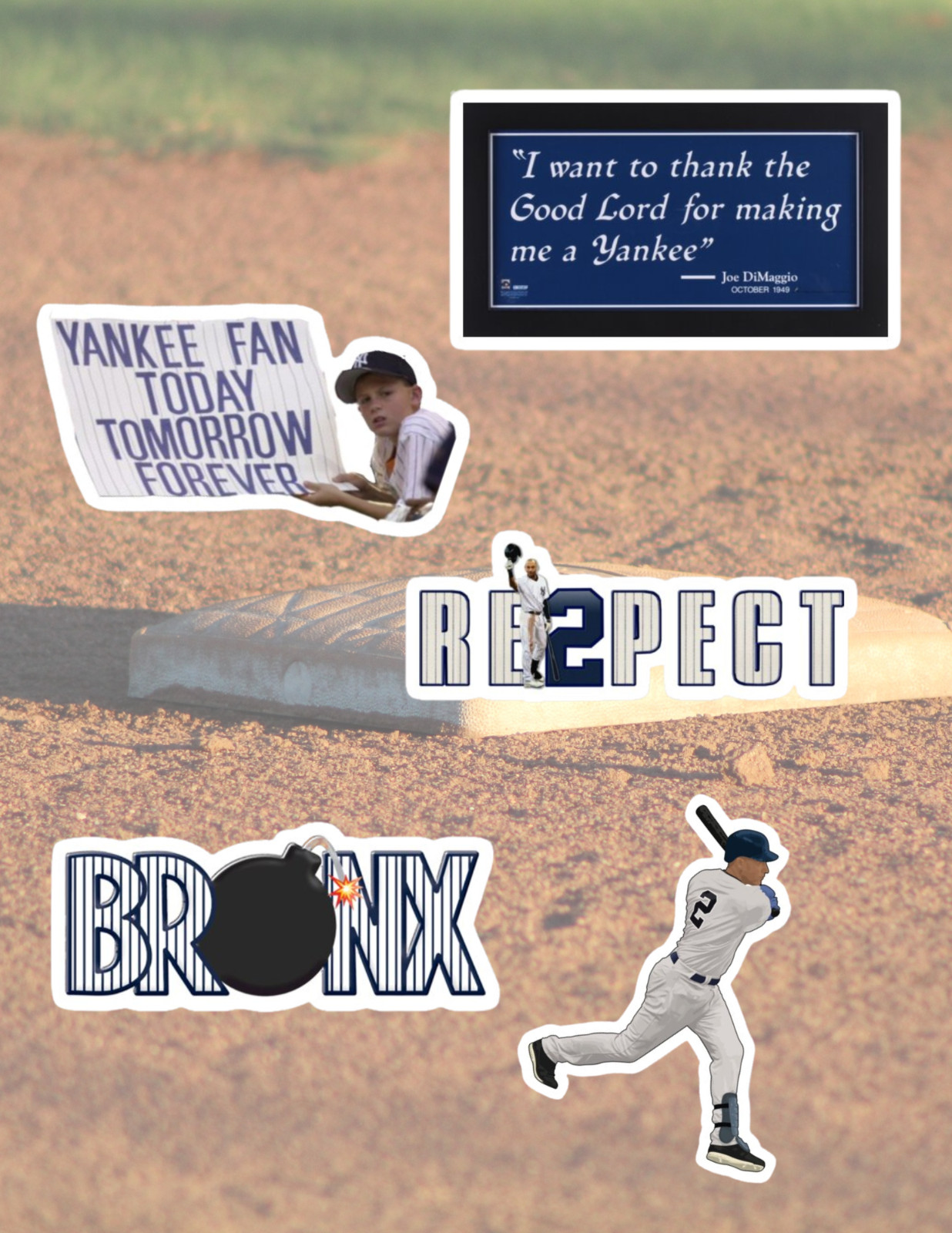 Yankees baseball 5pk Sticker Pack