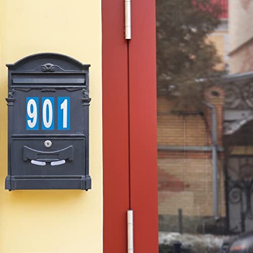 240 Pieces 10 Sheets Numbers Stickers Mailbox Numbers Self 3 Inch White on Blue