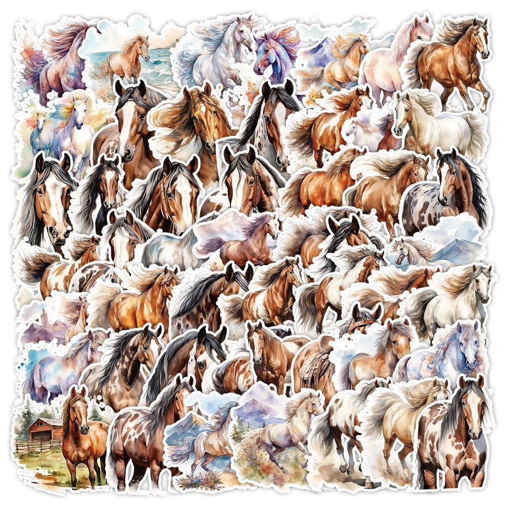 50pcs Waterproof Stickers Horse Lover Luggage Car Phone Laptop Water Bottle
