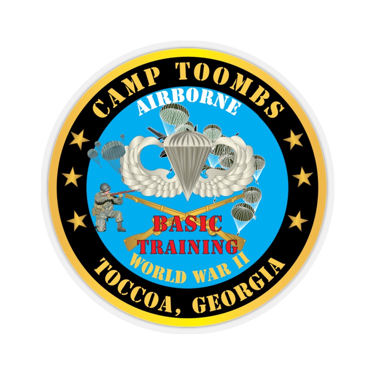 Kiss-Cut Stickers – Army – Camp Toombs- Airborne – Basic Training – Toccoa, Geor