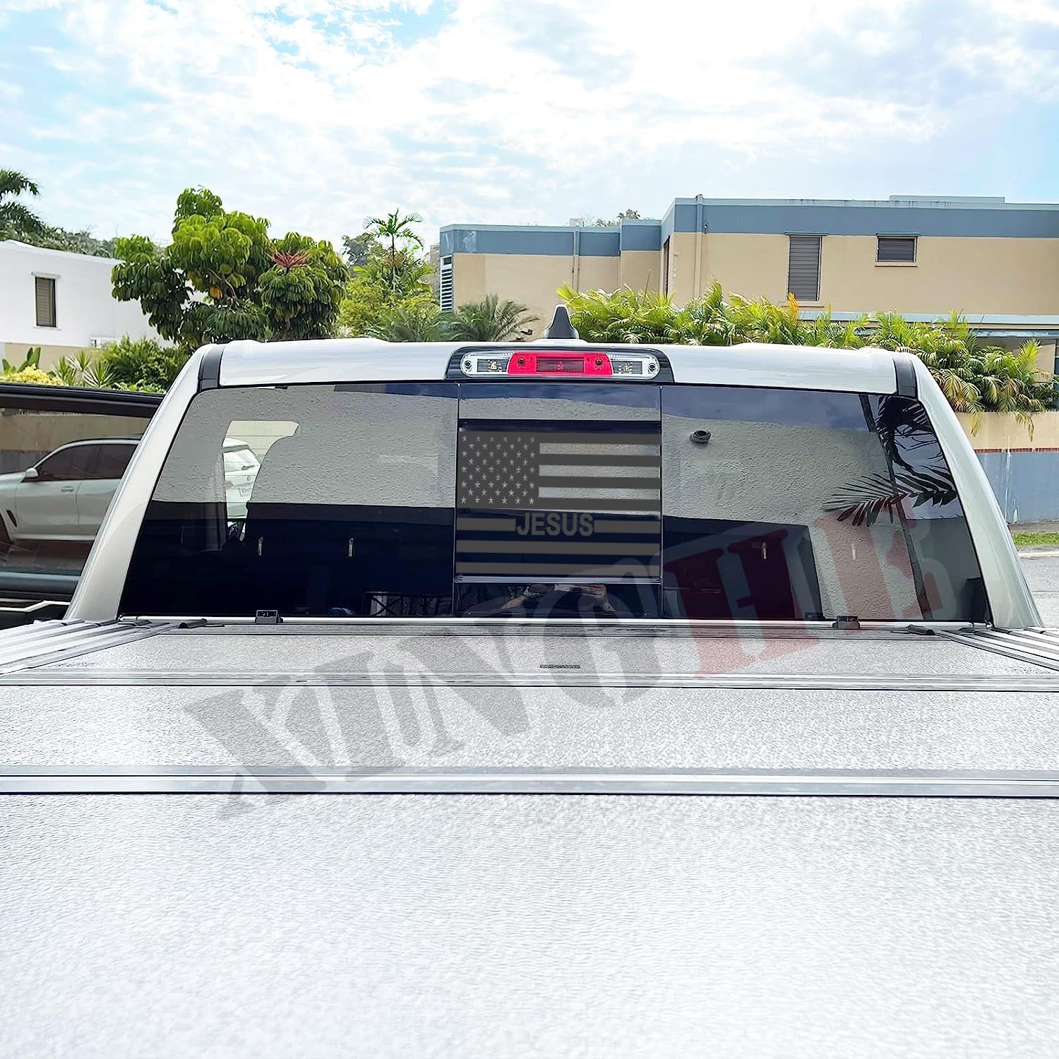 "20192026 Chevy Silverado GMC Sierra Rear Window Jesus American Flag Decals"