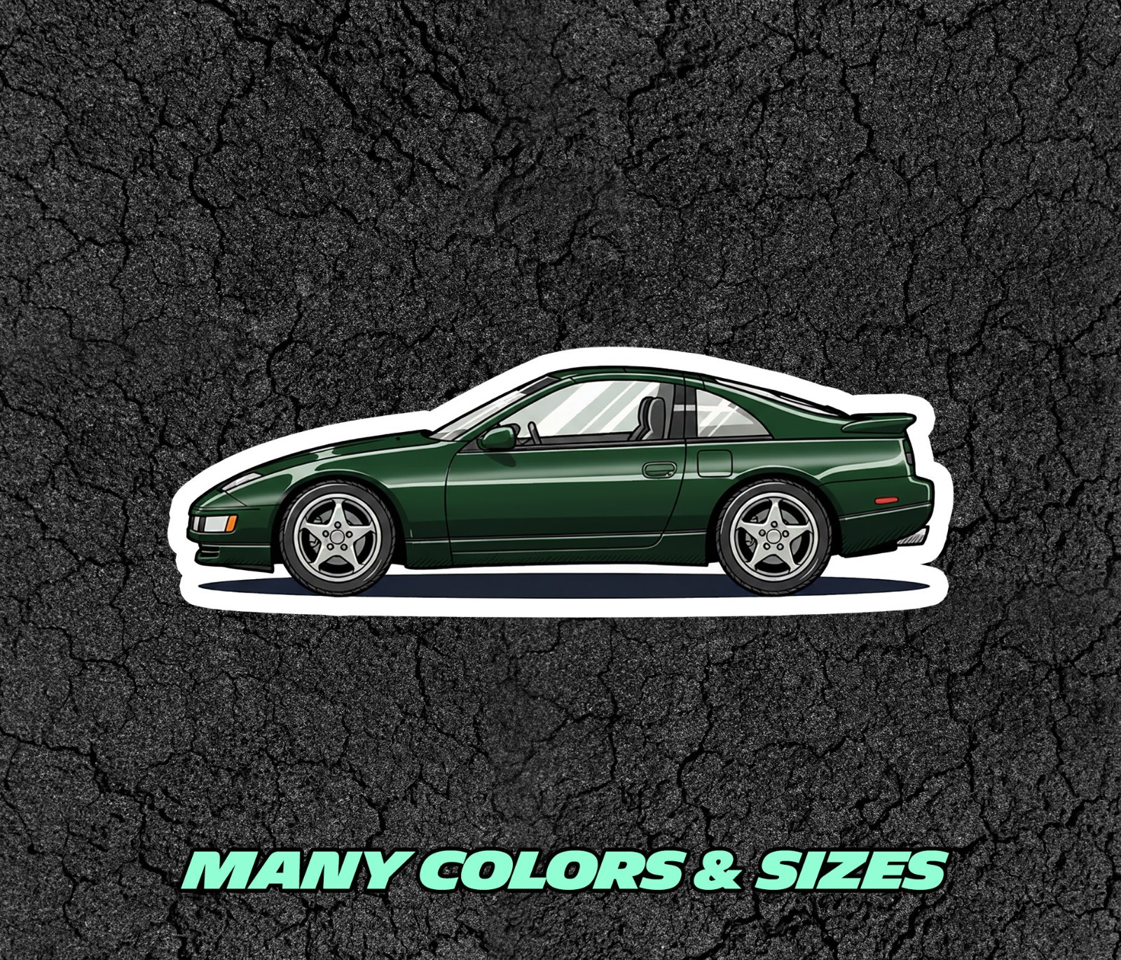 Nissan 300ZX Car Profile Sticker for Laptop, Phone Case, Book, Window, Kids etc.